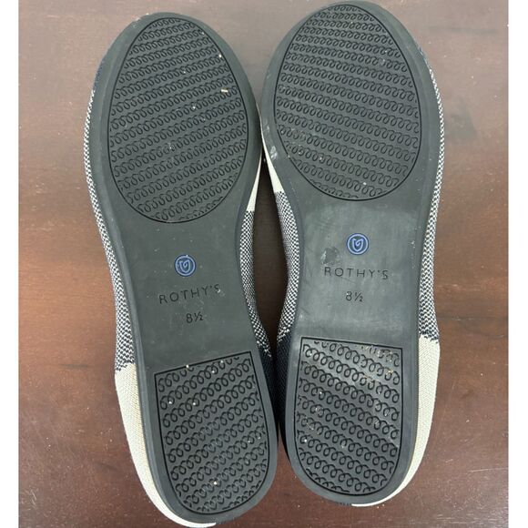 Rothy’s The Flat Round Toe Captoe Buffalo Plaid Woven Flats Women's 8.5 Black - Picture 4 of 8